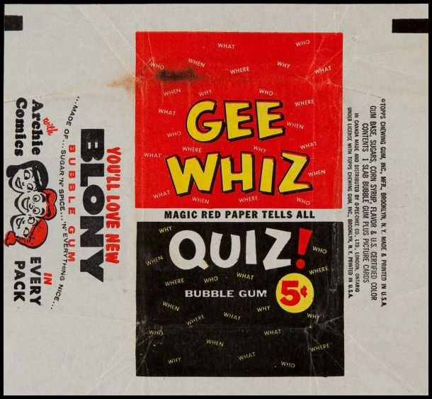 1957 Topps Isolation Booth Gee Whiz Quiz